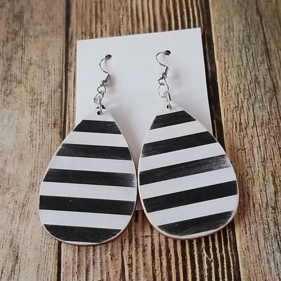 Jewelry - Newly Made Wooden Teardrop Earrings